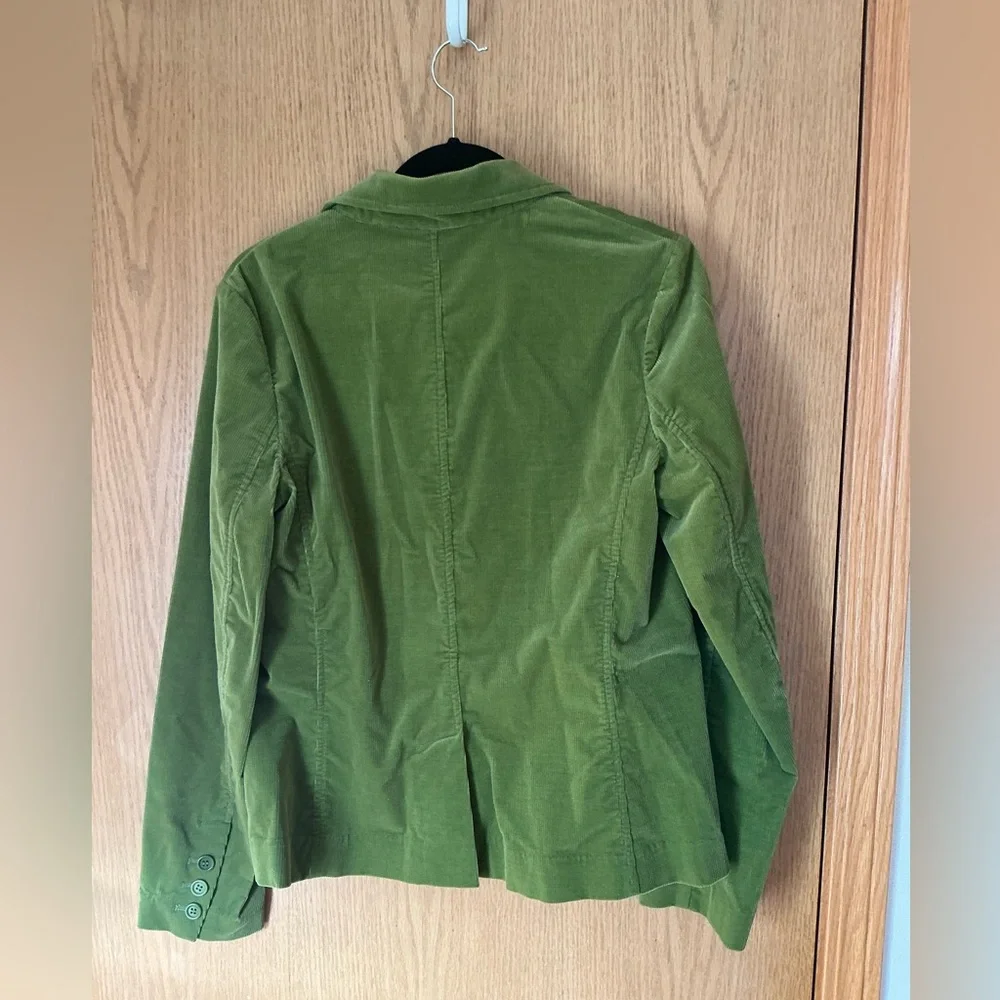 Theory green corduroy blazer jacket coat women 12 cotton/lycra Great for SPRING! - Picture 3 of 6